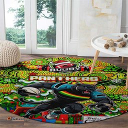 Panthers Rugby Merry Christmas Round Carpet Indigenous Australian Art
