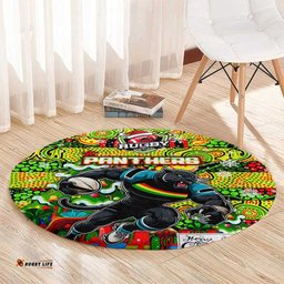 Panthers Rugby Merry Christmas Round Carpet Indigenous Australian Art