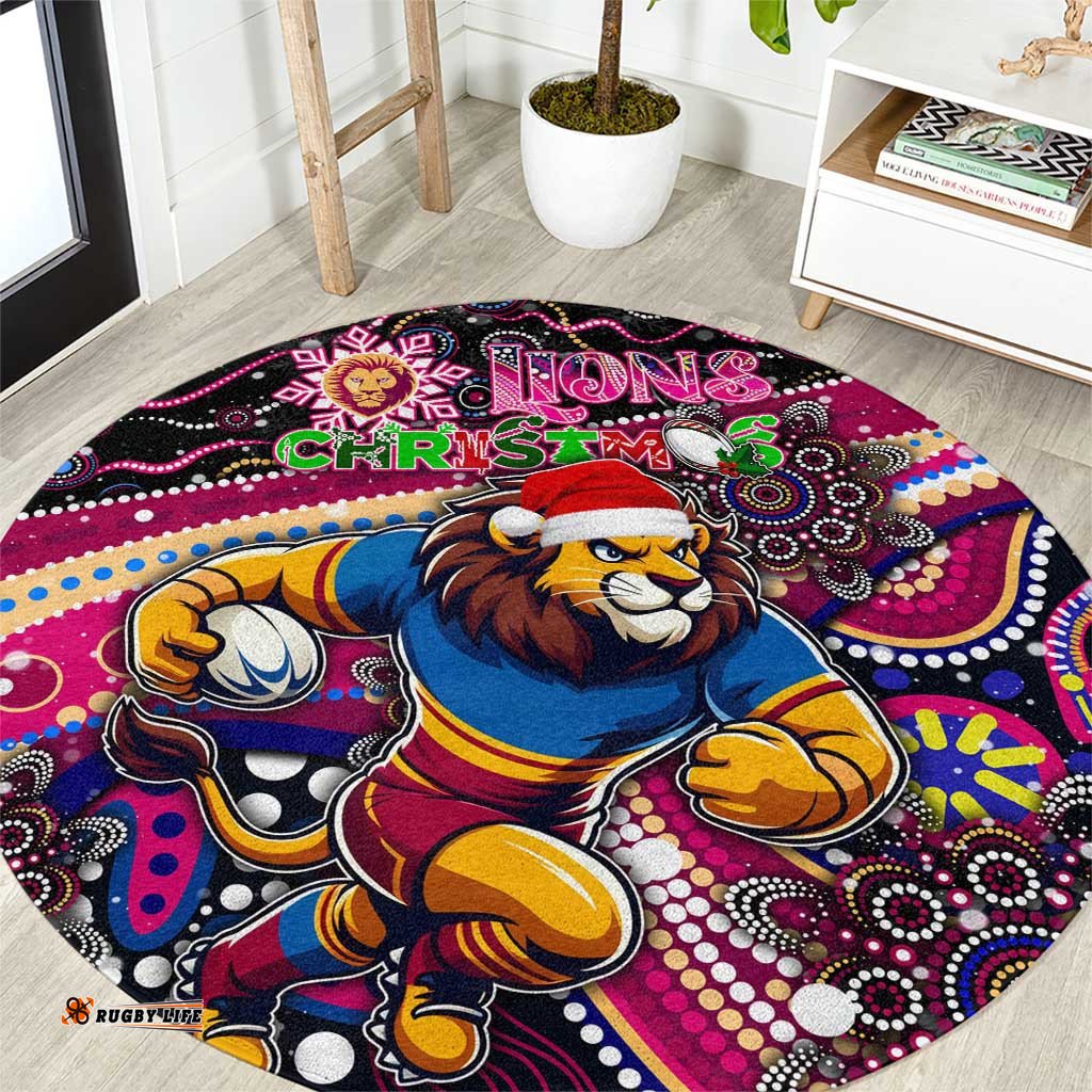Merry Christmas AFL Brisbane Lions Round Carpet Aboriginal Santa Football Mascot