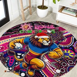 Merry Christmas AFL Brisbane Lions Round Carpet Aboriginal Santa Football Mascot