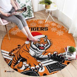 Custom Tigers Rugby Christmas Round Carpet Merry Xmas 2023 Mix Aboriginal Art