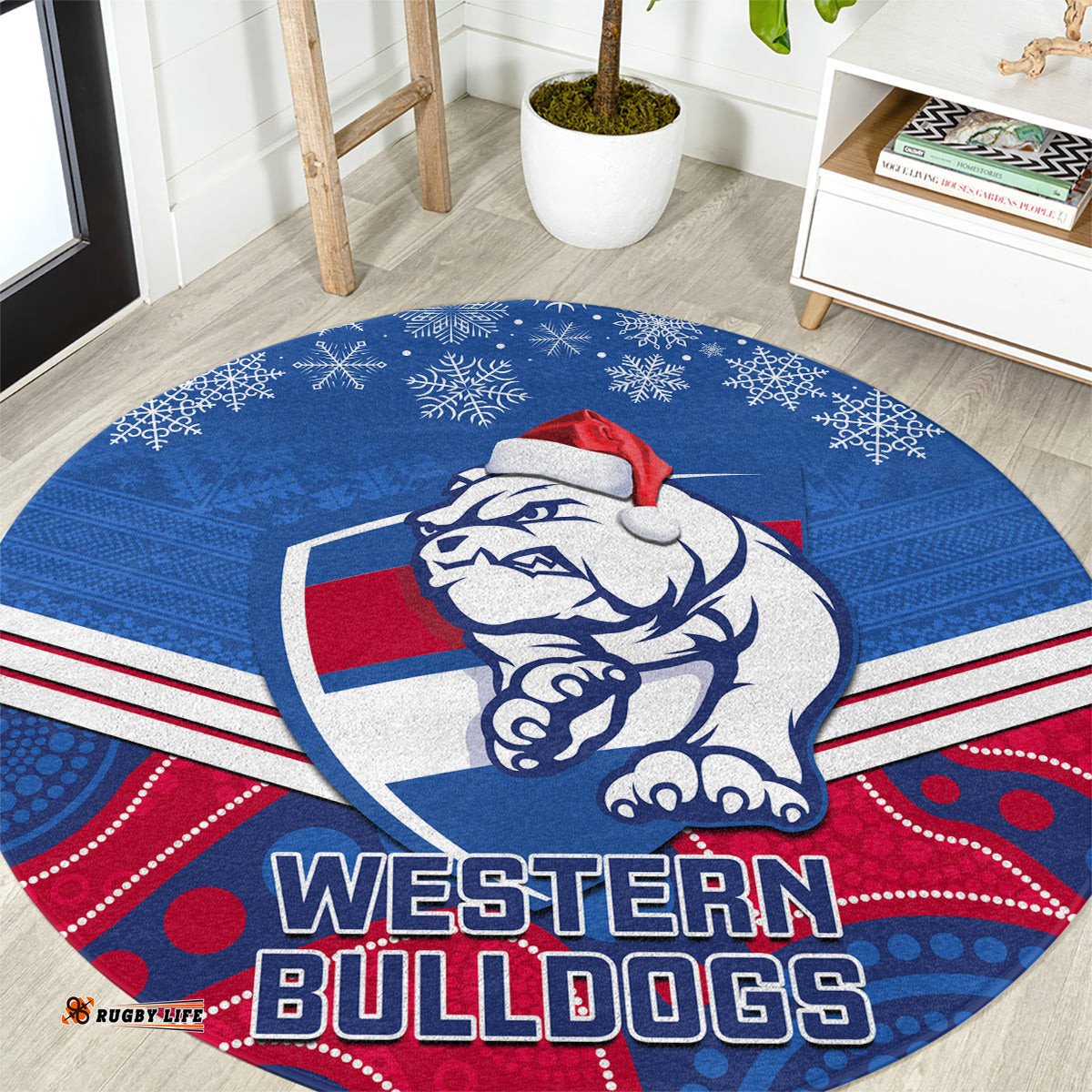 Bulldogs Football Christmas Round Carpet Merry Xmas 2023 Mix Aboriginal Art