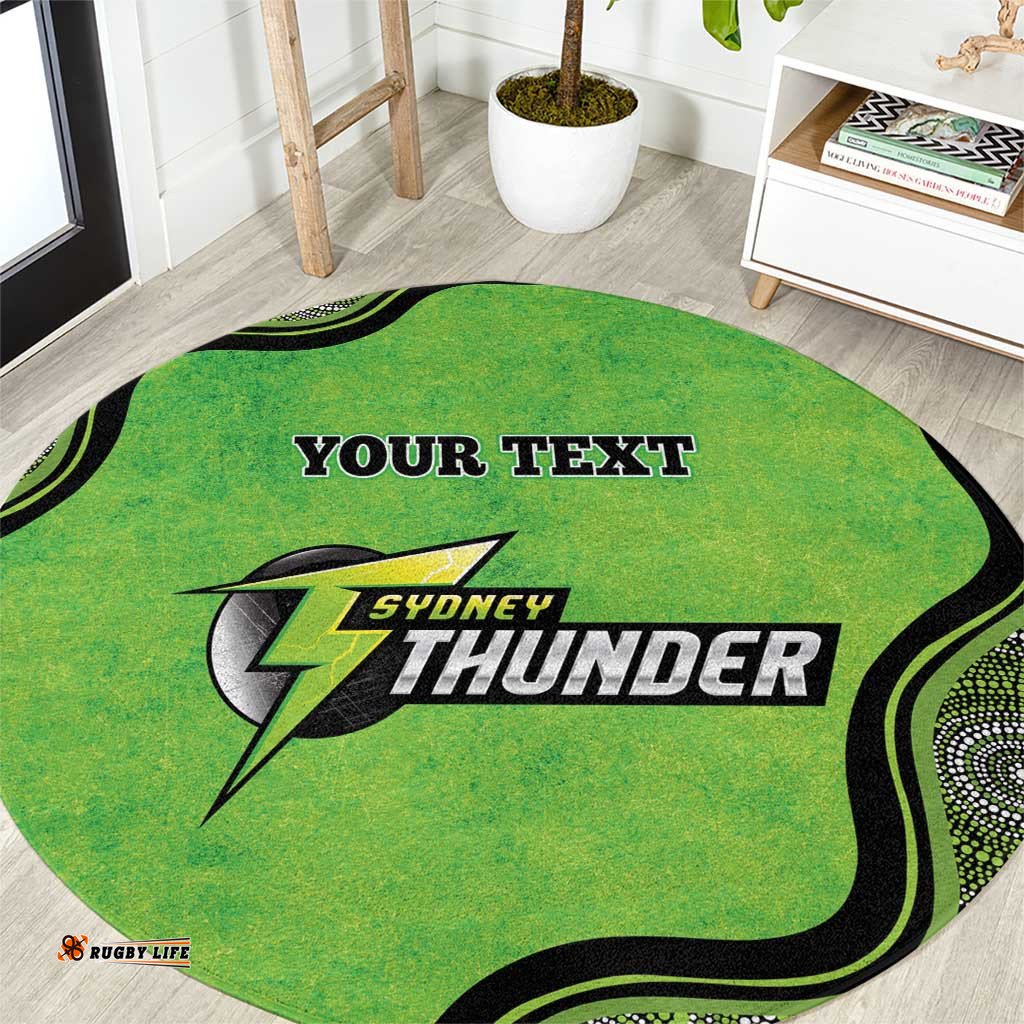 Custom Sydney Thunder Round Carpet Indigenous Art Grunge Style