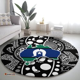 Torest Trait Islands Map Mix Aboriginal Pattern Round Carpet