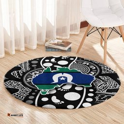 Torest Trait Islands Map Mix Aboriginal Pattern Round Carpet