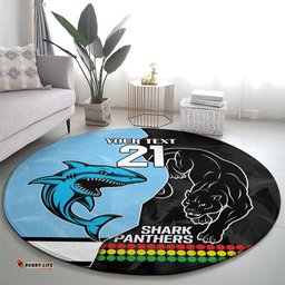 NRL Panthers Shark Mascot Custom Round Carpet Cracked Metal Style