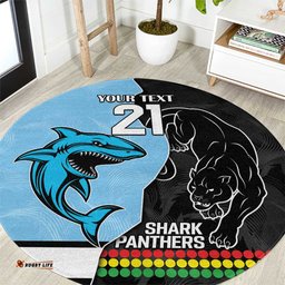 NRL Panthers Shark Mascot Custom Round Carpet Cracked Metal Style
