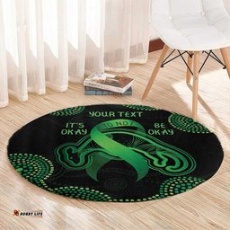 Green Kangaroo Ribbon Aboriginal Personalised Round Carpet Depression Awareness