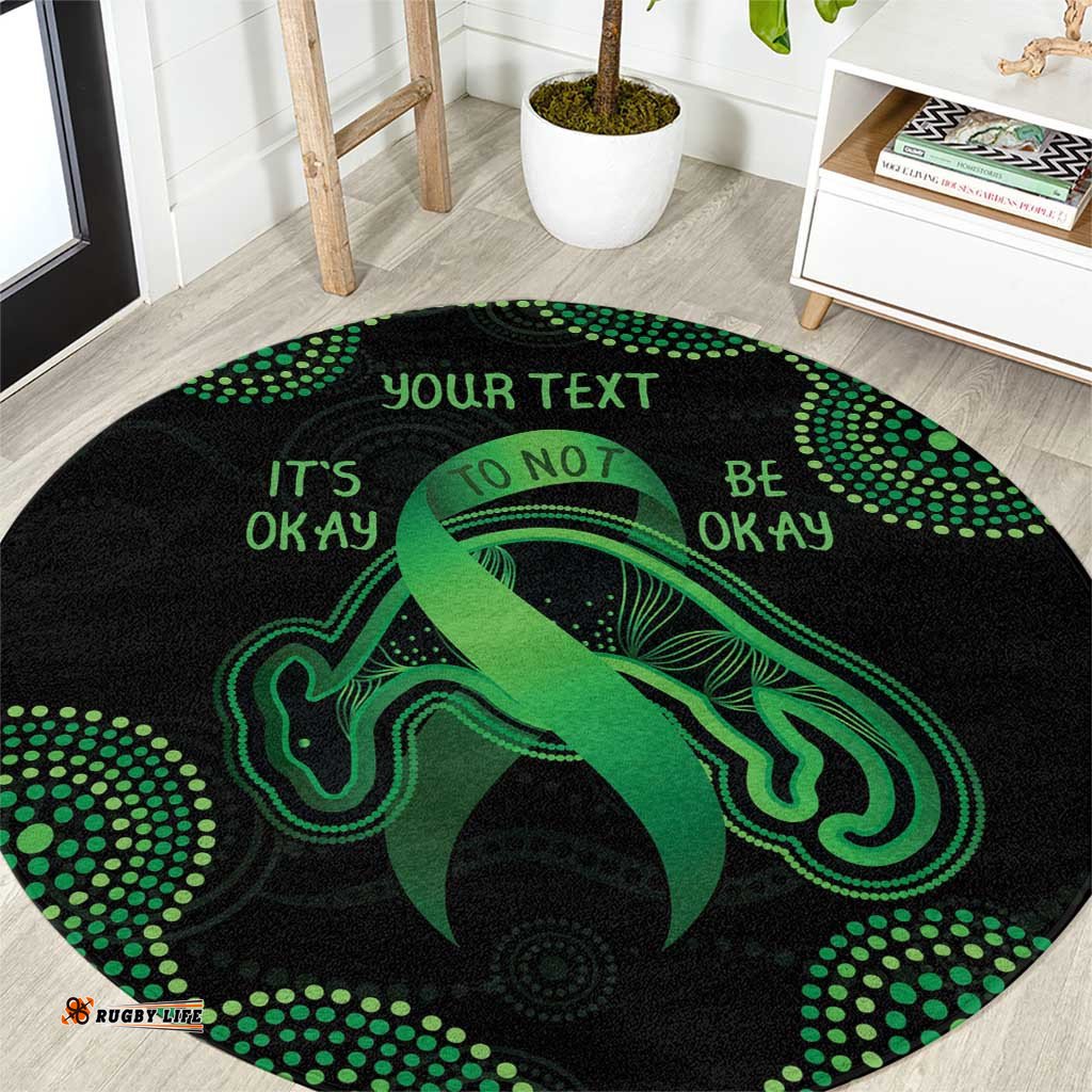 Green Kangaroo Ribbon Aboriginal Personalised Round Carpet Depression Awareness