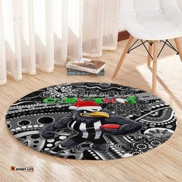 Merry Christmas AFL Collingwood Magpies Round Carpet Aboriginal Santa Football Mascot