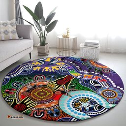Personalised Storm NAIDOC Week 2024 Round Carpet Australia Aboriginal Dot Painting DT02