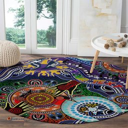 Personalised Storm NAIDOC Week 2024 Round Carpet Australia Aboriginal Dot Painting DT02