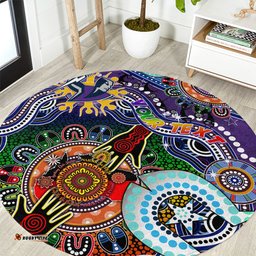 Personalised Storm NAIDOC Week 2024 Round Carpet Australia Aboriginal Dot Painting DT02