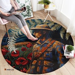 New Zealand Soldier ANZAC Day Round Carpet Silver Fern Starry Night Style LT03