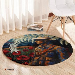 New Zealand Soldier ANZAC Day Round Carpet Silver Fern Starry Night Style LT03