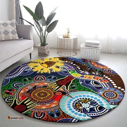 Custom NAIDOC Week 2024 Hawthorn Hawks Round Carpet Australia Aboriginal Dot Painting