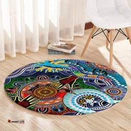 Personalised Sharks NAIDOC Week 2024 Round Carpet Australia Aboriginal Dot Painting