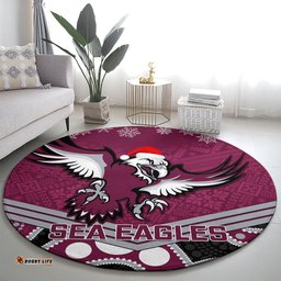 Custom Sea Eagles Rugby Christmas Round Carpet Merry Xmas 2023 Mix Aboriginal Art