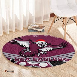 Custom Sea Eagles Rugby Christmas Round Carpet Merry Xmas 2023 Mix Aboriginal Art