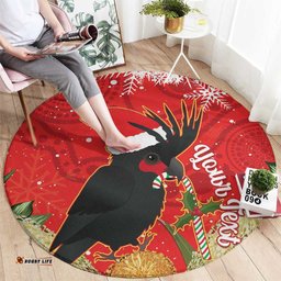 Personalised Palm Cockatoo Australia Christmas Round Carpet Merry Chrissie Banksia Flowers