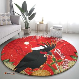 Personalised Palm Cockatoo Australia Christmas Round Carpet Merry Chrissie Banksia Flowers