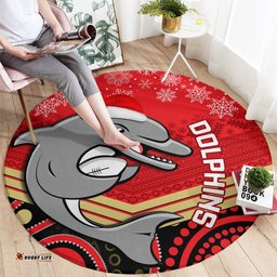 Dolphins Rugby Christmas Round Carpet Merry Xmas 2023 Mix Aboriginal Art