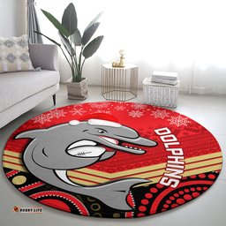 Dolphins Rugby Christmas Round Carpet Merry Xmas 2023 Mix Aboriginal Art