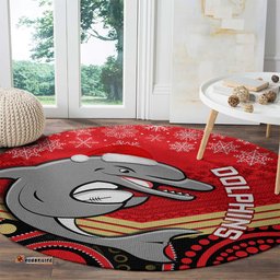 Dolphins Rugby Christmas Round Carpet Merry Xmas 2023 Mix Aboriginal Art