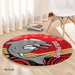 Dolphins Rugby Christmas Round Carpet Merry Xmas 2023 Mix Aboriginal Art