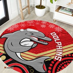 Dolphins Rugby Christmas Round Carpet Merry Xmas 2023 Mix Aboriginal Art