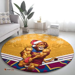 Custom Brisbane Lions Football Christmas Round Carpet Merry Xmas 2023 Mix Aboriginal Art