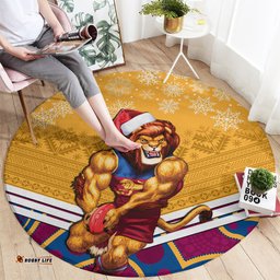 Custom Brisbane Lions Football Christmas Round Carpet Merry Xmas 2023 Mix Aboriginal Art