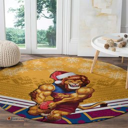 Custom Brisbane Lions Football Christmas Round Carpet Merry Xmas 2023 Mix Aboriginal Art