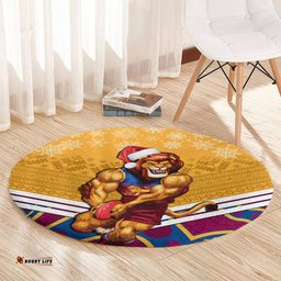 Custom Brisbane Lions Football Christmas Round Carpet Merry Xmas 2023 Mix Aboriginal Art