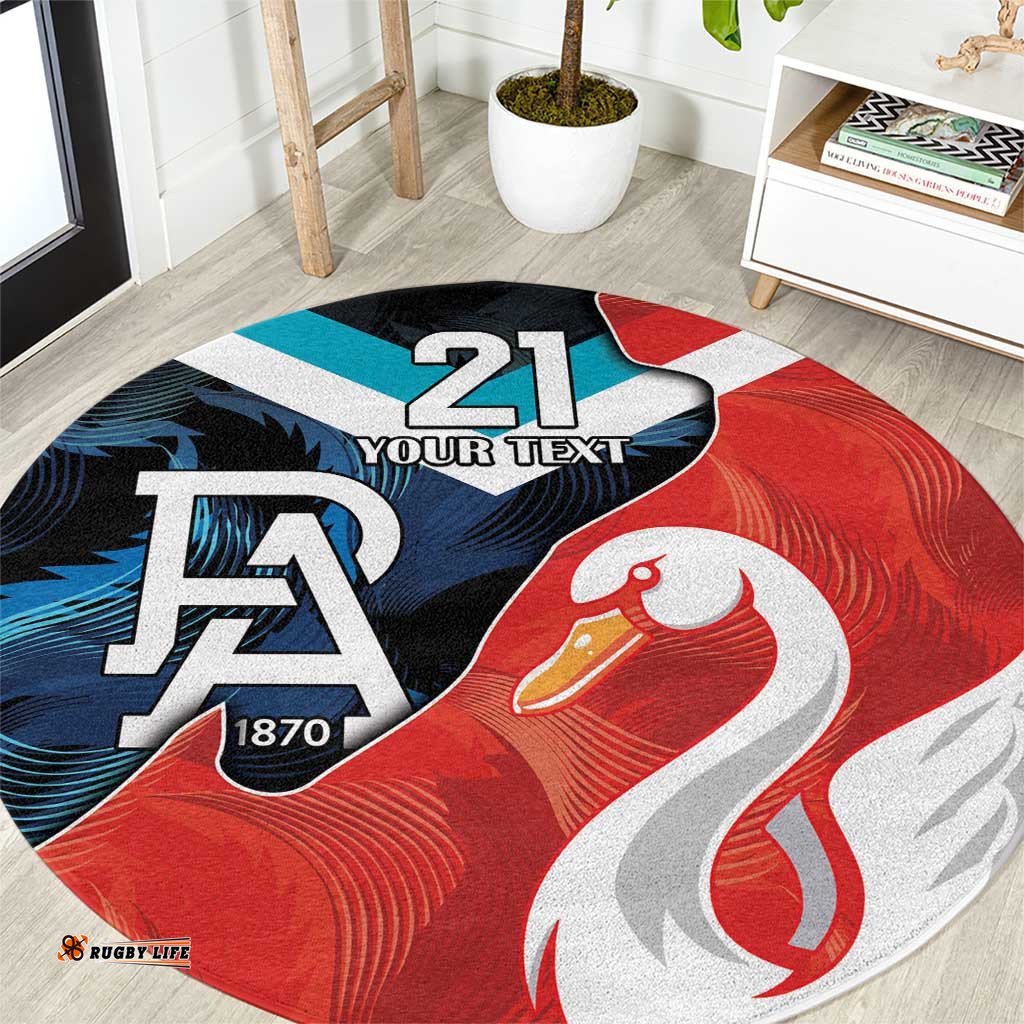 Swans Port Adelaide Football Custom Round Carpet Cracked Metal Style