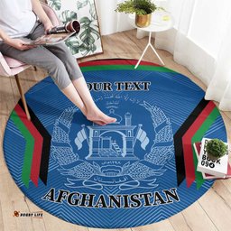 Custom Afghanistan Cricket Round Carpet Afghan Coat Of Arm with Special Flag