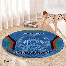 Custom Afghanistan Cricket Round Carpet Afghan Coat Of Arm with Special Flag