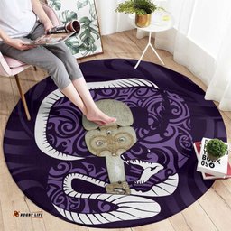 Purple New Zealand Eel Round Carpet Aotearoa Maori Tuna With Kotiate Weapon