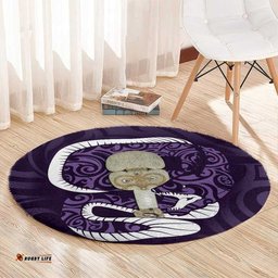 Purple New Zealand Eel Round Carpet Aotearoa Maori Tuna With Kotiate Weapon