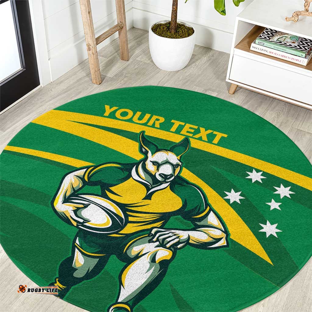 Personalized Australia Rugby Champion Round Carpet Wallabies Mascot with Sporty Style