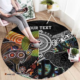 Personalised New Zealand and Australia Round Carpet Maori Mix Aboriginal Art Style