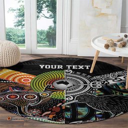 Personalised New Zealand and Australia Round Carpet Maori Mix Aboriginal Art Style