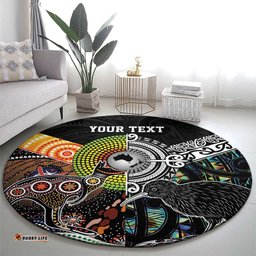 Personalised New Zealand and Australia Round Carpet Maori Mix Aboriginal Art Style