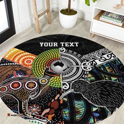Personalised New Zealand and Australia Round Carpet Maori Mix Aboriginal Art Style