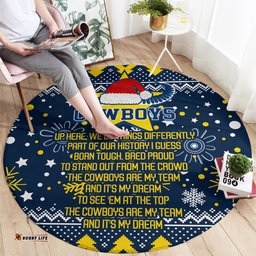 Cowboys Rugby Round Carpet Born Tough Bred Proud Christmas Vibe 2023