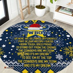 Cowboys Rugby Round Carpet Born Tough Bred Proud Christmas Vibe 2023