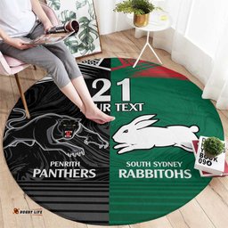 Custom Rabbitohs Panthers Round Carpet NRL Tribal Half Style
