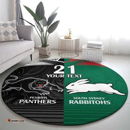 Custom Rabbitohs Panthers Round Carpet NRL Tribal Half Style