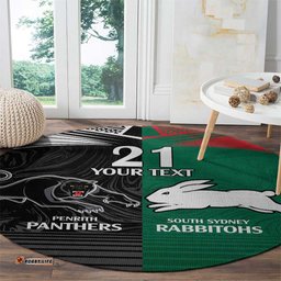 Custom Rabbitohs Panthers Round Carpet NRL Tribal Half Style
