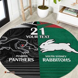 Custom Rabbitohs Panthers Round Carpet NRL Tribal Half Style